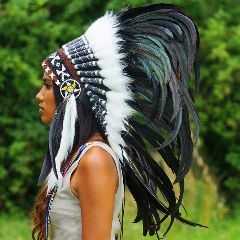 Novum Crafts Feather Headdress | Native American Indian Inspired | Black - Image 2